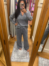 Washed High Waist Drawstring Lounge Pants - Charcoal Or Indigo Blue