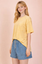 Mineral Washed Knit Top With Pocket - Assorted Colors