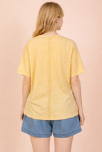Mineral Washed Knit Top With Pocket - Assorted Colors