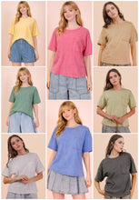 Mineral Washed Knit Top With Pocket - Assorted Colors