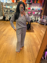 Washed High Waist Drawstring Lounge Pants - Charcoal Or Indigo Blue