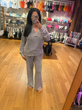 Washed High Waist Drawstring Lounge Pants - Charcoal Or Indigo Blue