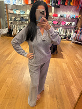 Washed High Waist Drawstring Lounge Pants - Charcoal Or Indigo Blue