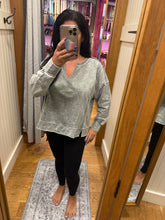 Washed Exposed Seam Long Sleeve Knit Top - Moss