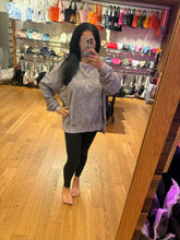 Washed Side Split Long Sleeve Knit Top - Charcoal
