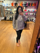 Washed Side Split Long Sleeve Knit Top - Charcoal