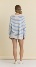 Vintage Havana Purl Knit Sweater W/ Anchor - White/Blue