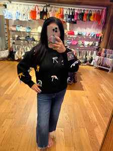 Cutesy Bow Sweater Top - Black