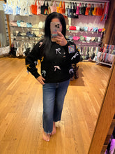 Cutesy Bow Sweater Top - Black