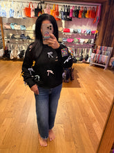 Cutesy Bow Sweater Top - Black