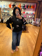 Cutesy Bow Sweater Top - Black