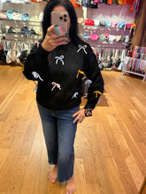 Cutesy Bow Sweater Top - Black