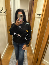 Cutesy Bow Sweater Top - Black