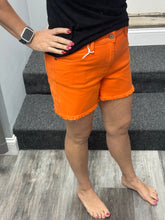Judy Blue Mid-Rise Garment Dyed Fray Hem Shorts - Orange