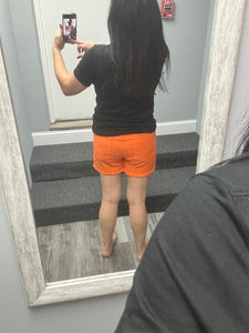 Judy Blue Mid-Rise Garment Dyed Fray Hem Shorts - Orange