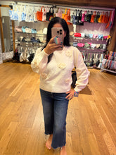 Floral Applique Sweater Top - Ivory