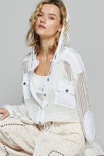POL Open knit button down pocket hooded shirt top - Assorted Colors