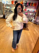 Floral Applique Sweater Top - Ivory