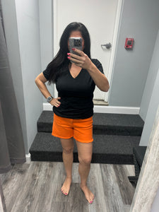 Judy Blue Mid-Rise Garment Dyed Fray Hem Shorts - Orange