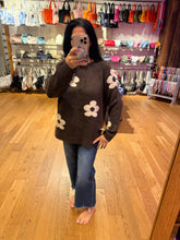 Floral Relaxed Cozy Knit Sweater - Coffee