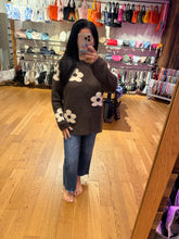 Floral Relaxed Cozy Knit Sweater - Coffee