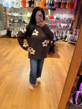Floral Relaxed Cozy Knit Sweater - Coffee