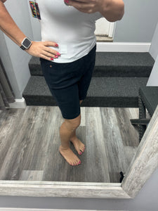 JUDY BLUE HIGH WAIST NAVY GARMENT DYED TUMMY CONTROL BERMUDA SHORTS