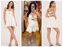 Ocean Drive Textured Cotton Strapless Mini Dress - White or Bermuda Blue