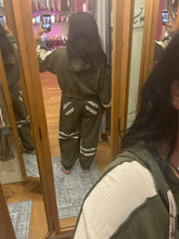 POL Balloon Sleeve Relaxed Fit Hoodie Zip Up Double Gauze Patch Jacket - Olive