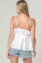 Lace Trim Tiered Cami Tank Top With Tie - Black or White