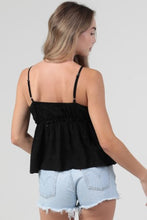 Lace Trim Tiered Cami Tank Top With Tie - Black or White