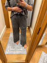 Mineral washed Leopard Asymmetrical Tier Pants - Ashed Black