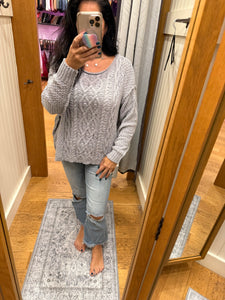 Chunky Cable Textured Knit Sweater - Ivory, Mocha, Gray