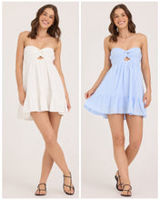 Ocean Drive Textured Cotton Strapless Mini Dress - White or Bermuda Blue