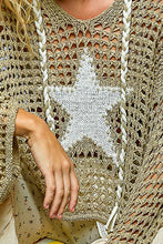 POL long sleeve regular fit hoodie thin sweater top in acrylic with star patch, pearl stud point, see through square weave, hood loop point, rib band detail, solid color - Ivory, Olive or Paradise Mint