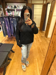 Long Sleeve Loose Fit Knit Sweater Top - Black