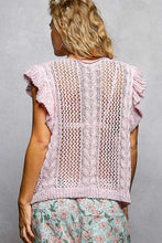 POL Stylish Ruffle V-neck boxy fit sweater top -Baby Pink