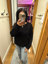 Long Sleeve Loose Fit Knit Sweater Top - Black