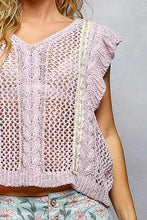 POL Stylish Ruffle V-neck boxy fit sweater top -Baby Pink