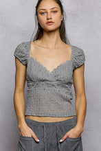 POL overwrapped V-neck short-sleeve slim-fit top crafted in lace - Natural,Black or Grey