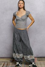 POL overwrapped V-neck short-sleeve slim-fit top crafted in lace - Natural,Black or Grey