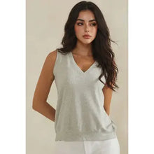 Luxeair Ribbed Relaxed V-Neck Tank Top- Assorted Colors
