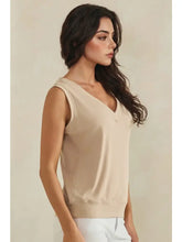 Luxeair Ribbed Relaxed V-Neck Tank Top- Assorted Colors