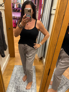 New Color-tencel Tapered Pants - Charcoal or Greige