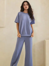 Sofie Soft Modal Short Sleeve Top and Cropped Pant Set - Black or Light Denim