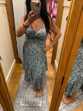 Twist Front Triangle Cutout Assymetrical Hem Dress - Blue Haze