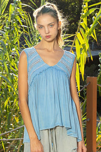 POL Sleeveless v-neck babydoll loose fit knit top - Assorted Colors