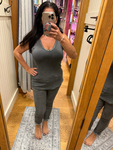 Rhinestone Stretch Pants - Dark Grey or Taupe
