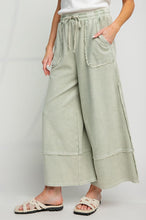 MINERAL WASHED TERRY KNIT PALAZZO PANTS - ASSORTED COLORS