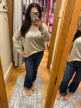 Silver Foil V Neck Sweater - Safari